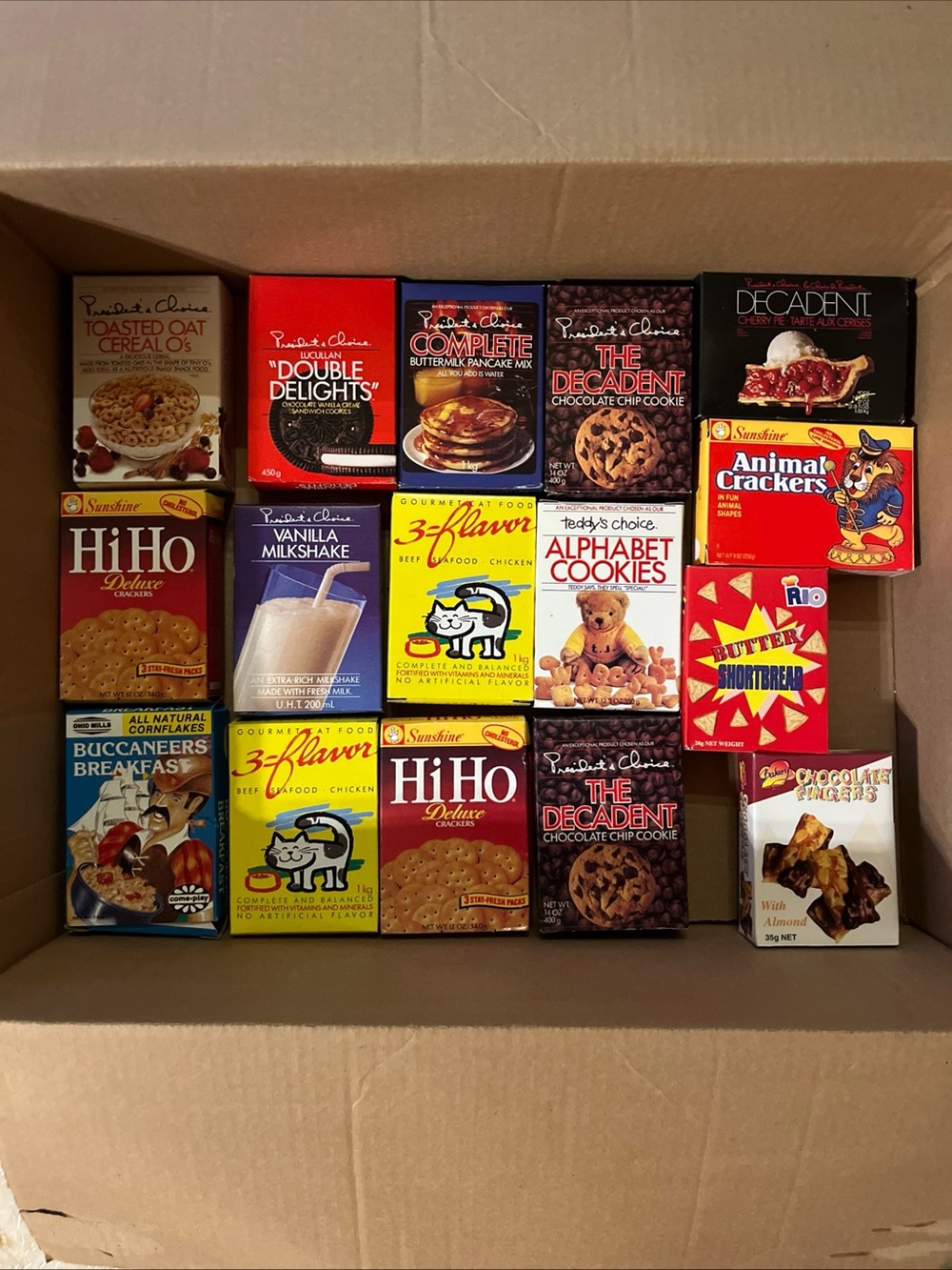 vintage 90s pretend play food grocery box’s (16) -mint condition